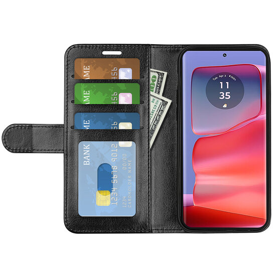 Motorola Edge 50 Pro Hoesje - MobyDefend Wallet Book Case (Sluiting Achterkant) - Zwart