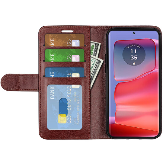 Motorola Edge 50 Pro Hoesje - MobyDefend Wallet Book Case (Sluiting Achterkant) - Bruin