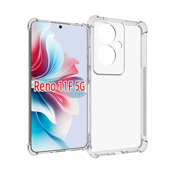 Oppo Reno 11F Hoesje, MobyDefend Transparante Shockproof TPU Gelcase, Verstevigde Hoeken, Volledig Doorzichtig