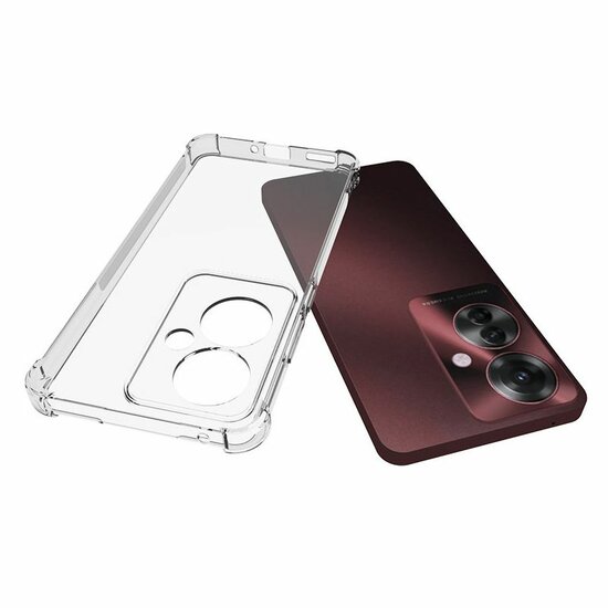 Oppo Reno 11F Hoesje, MobyDefend Transparante Shockproof TPU Gelcase, Verstevigde Hoeken, Volledig Doorzichtig