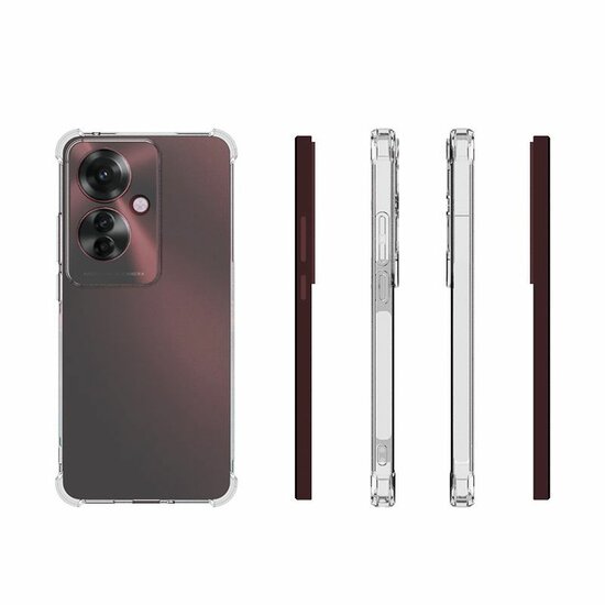 Oppo Reno 11F Hoesje, MobyDefend Transparante Shockproof TPU Gelcase, Verstevigde Hoeken, Volledig Doorzichtig