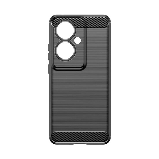 Oppo Reno 11F Hoesje - MobyDefend TPU Backcover - Geborstelde Metaal &amp; Carbon-Look - Blauw