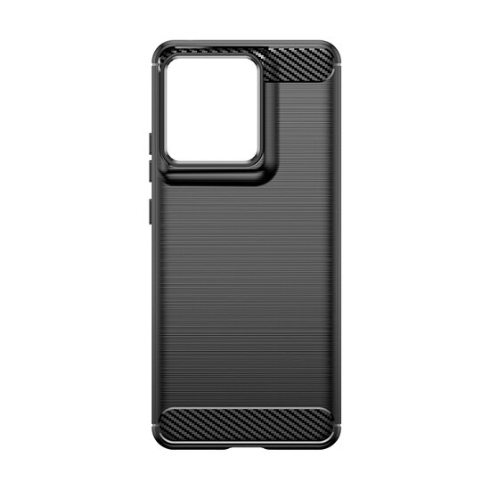 Motorola Edge 50 Pro Hoesje - MobyDefend TPU Backcover - Geborstelde Metaal &amp; Carbon-Look - Zwart