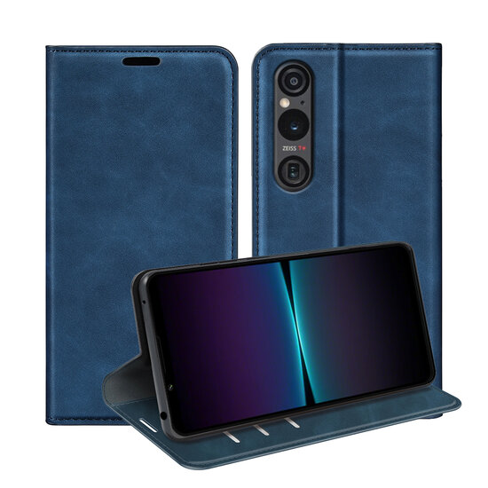 Sony Xperia 1 VI Hoesje - Luxe Wallet Bookcase (Magnetische Sluiting) - Blauw