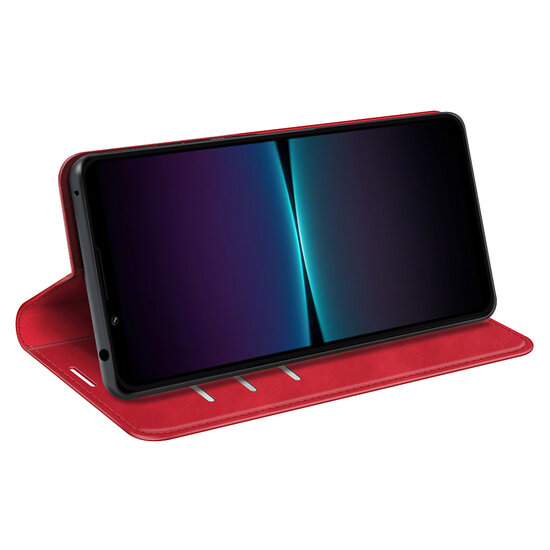 Sony Xperia 1 VI Hoesje - Luxe Wallet Bookcase (Magnetische Sluiting) - Rood