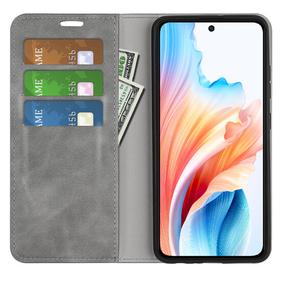 Oppo A79 / OnePlus Nord N30 SE Hoesje - Luxe Wallet Bookcase (Magnetische Sluiting) - Grijs