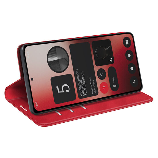 Nothing Phone (2a) Hoesje - Luxe Wallet Bookcase (Magnetische Sluiting) - Rood