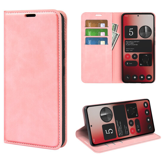 Nothing Phone (2a) Hoesje - Luxe Wallet Bookcase (Magnetische Sluiting) - Roze