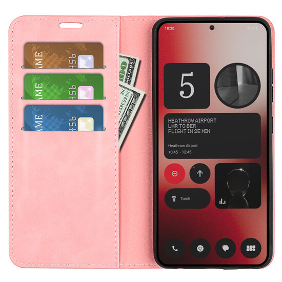 Nothing Phone (2a) Hoesje - Luxe Wallet Bookcase (Magnetische Sluiting) - Roze