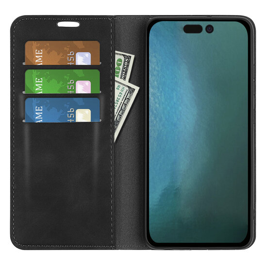 iPhone 14 Pro Max Hoesje - Luxe Wallet Bookcase (Magnetische Sluiting) - Zwart