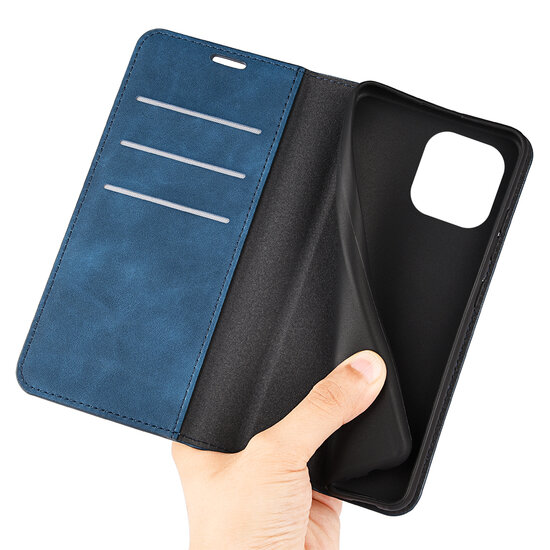 iPhone 14 Pro Hoesje - Luxe Wallet Bookcase (Magnetische Sluiting) - Blauw