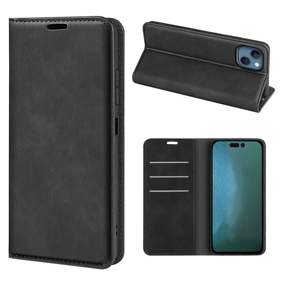 iPhone 14 Hoesje - Luxe Wallet Bookcase (Magnetische Sluiting) - Zwart