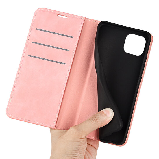 iPhone 14 Hoesje - Luxe Wallet Bookcase (Magnetische Sluiting) - Roze