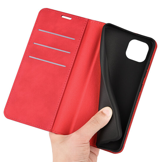 iPhone 14 Hoesje - Luxe Wallet Bookcase (Magnetische Sluiting) - Rood