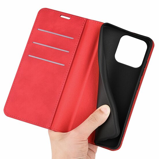 iPhone 15 Pro Max Hoesje - Luxe Wallet Bookcase (Magnetische Sluiting) - Rood