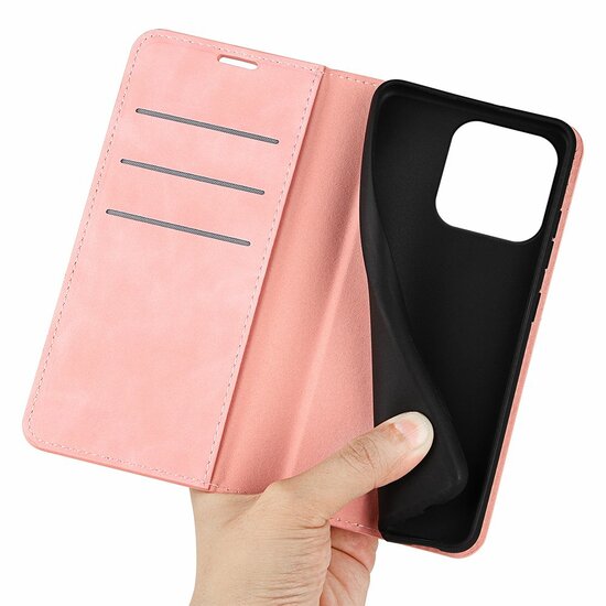 iPhone 15 Pro Max Hoesje - Luxe Wallet Bookcase (Magnetische Sluiting) - Roze