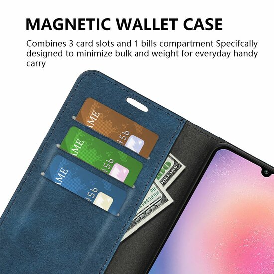 Samsung Galaxy A25 Hoesje - Luxe Wallet Bookcase (Magnetische Sluiting) - Zwart