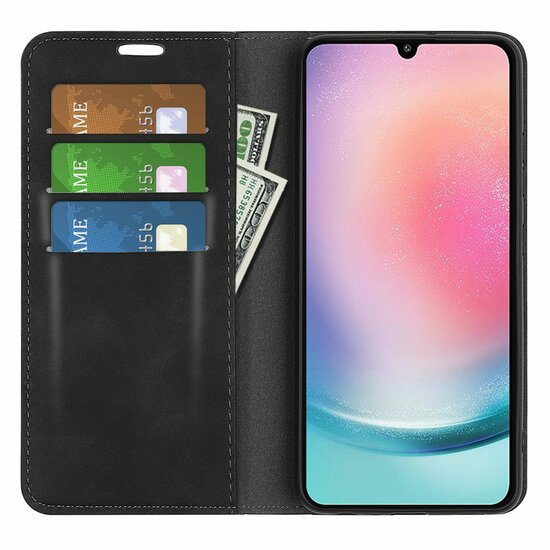 Samsung Galaxy A25 Hoesje - Luxe Wallet Bookcase (Magnetische Sluiting) - Zwart