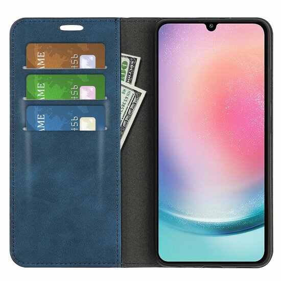 Samsung Galaxy A25 Hoesje - Luxe Wallet Bookcase (Magnetische Sluiting) - Blauw