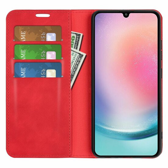 Samsung Galaxy A25 Hoesje - Luxe Wallet Bookcase (Magnetische Sluiting) - Rood