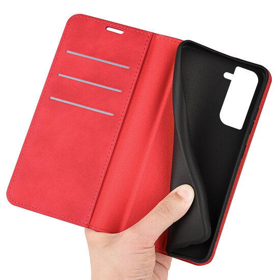 Samsung Galaxy S23 Hoesje - Luxe Wallet Bookcase (Magnetische Sluiting) - Rood