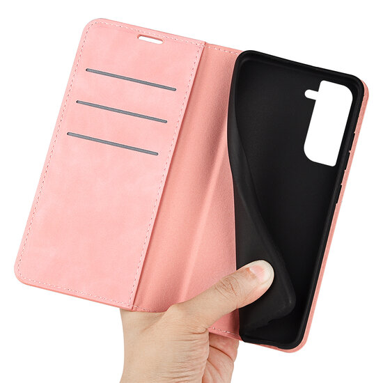 Samsung Galaxy S23 Hoesje - Luxe Wallet Bookcase (Magnetische Sluiting) - Roze