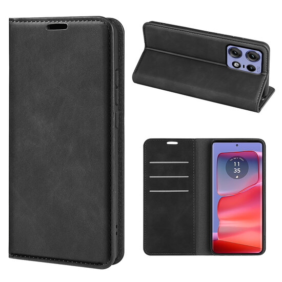 Motorola Edge 50 Pro Hoesje - Luxe Wallet Bookcase (Magnetische Sluiting) - Zwart