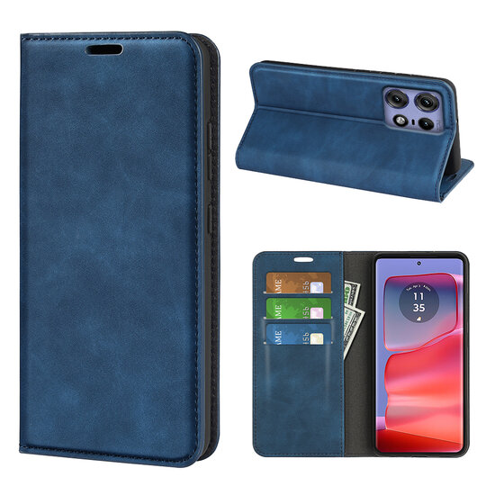 Motorola Edge 50 Pro Hoesje - Luxe Wallet Bookcase (Magnetische Sluiting) - Blauw