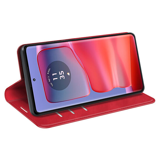 Motorola Edge 50 Pro Hoesje - Luxe Wallet Bookcase (Magnetische Sluiting) - Rood