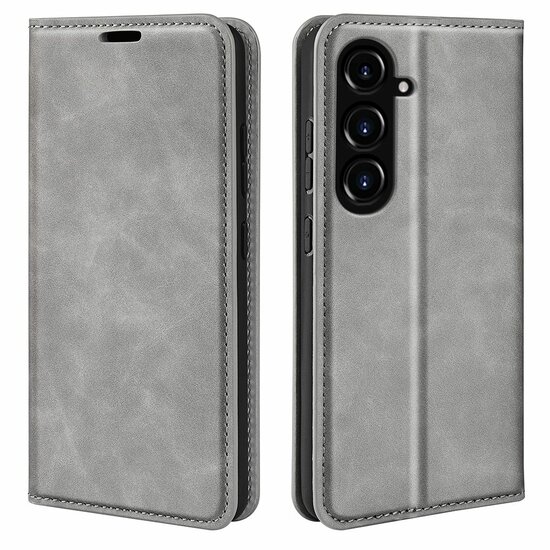 Samsung Galaxy S23 FE Hoesje - Luxe Wallet Bookcase (Magnetische Sluiting) - Grijs