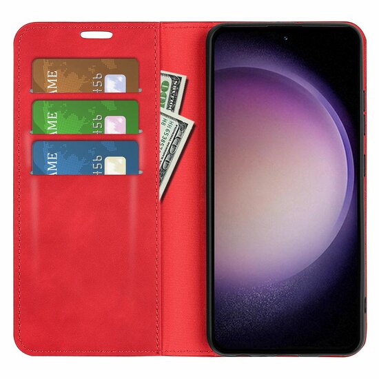 Samsung Galaxy S23 FE Hoesje - Luxe Wallet Bookcase (Magnetische Sluiting) - Rood