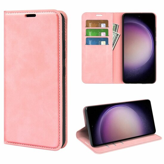 Samsung Galaxy S23 FE Hoesje - Luxe Wallet Bookcase (Magnetische Sluiting) - Roze