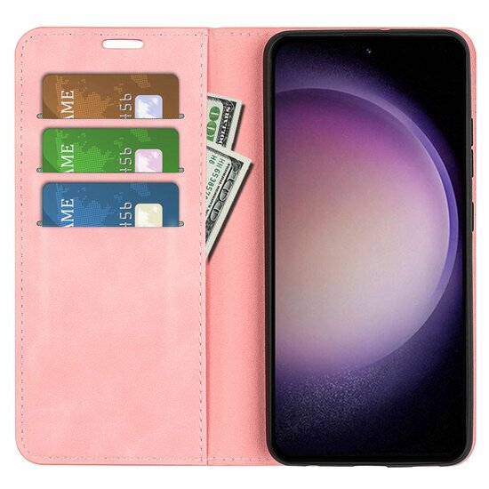 Samsung Galaxy S23 FE Hoesje - Luxe Wallet Bookcase (Magnetische Sluiting) - Roze