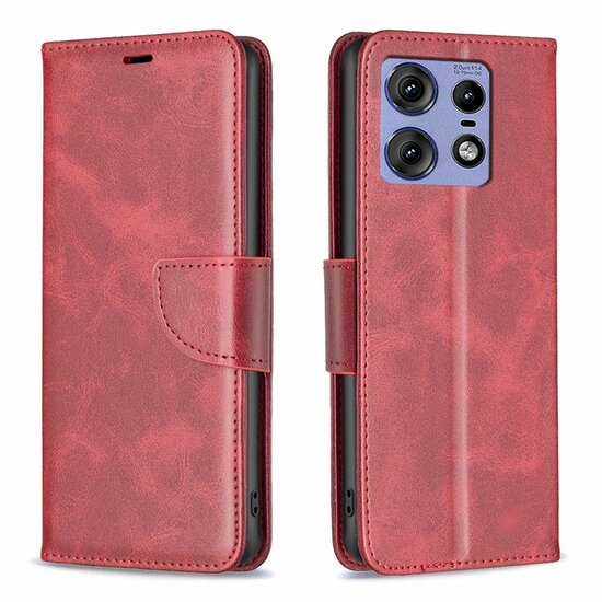 Motorola Edge 50 Pro Hoesje - MobyDefend Wallet Book Case Met Koord - Rood