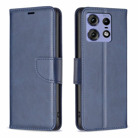 Motorola Edge 50 Pro Hoesje - MobyDefend Wallet Book Case Met Koord - Blauw