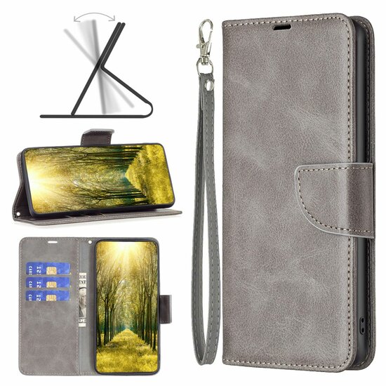 Motorola Edge 50 Pro Hoesje - MobyDefend Wallet Book Case Met Koord - Grijs