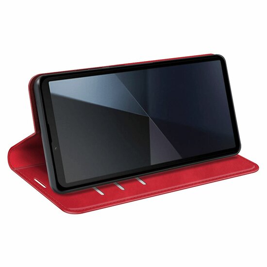 Sony Xperia 10 VI Hoesje - Luxe Wallet Bookcase (Magnetische Sluiting) - Rood