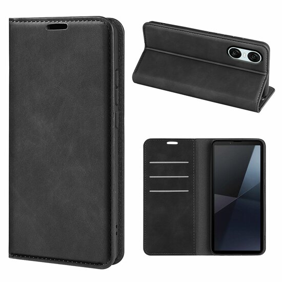 Sony Xperia 10 VI Hoesje - Luxe Wallet Bookcase (Magnetische Sluiting) - Zwart