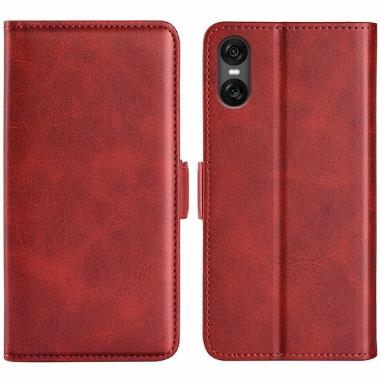 Sony Xperia 10 VI Hoesje - MobyDefend Luxe Wallet Book Case (Sluiting Zijkant) - Rood