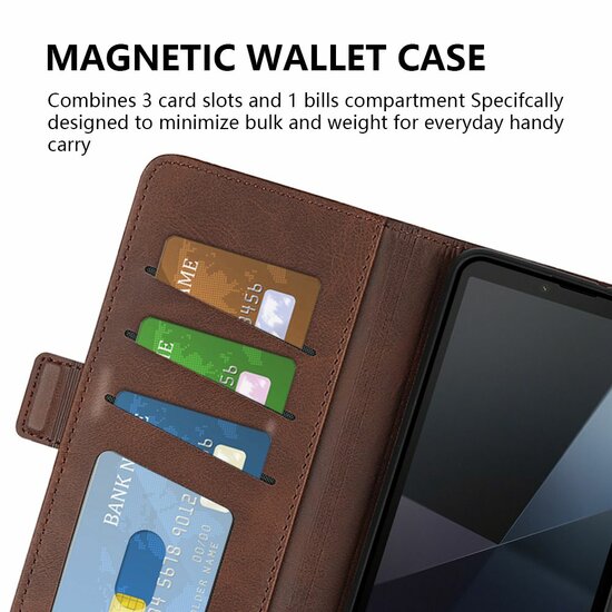 Sony Xperia 10 VI Hoesje - MobyDefend Luxe Wallet Book Case (Sluiting Zijkant) - Lichtbruin
