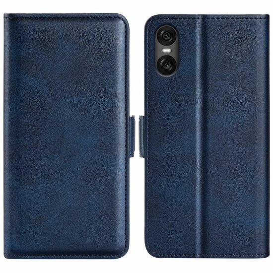 Sony Xperia 10 VI Hoesje - MobyDefend Luxe Wallet Book Case (Sluiting Zijkant) - Blauw
