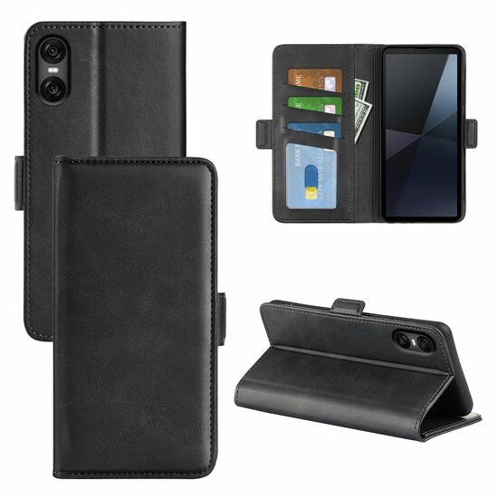Sony Xperia 10 VI Hoesje - MobyDefend Luxe Wallet Book Case (Sluiting Zijkant) - Zwart