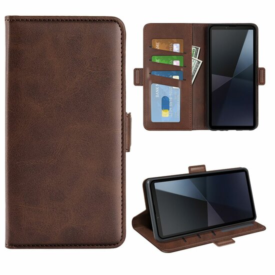 Sony Xperia 10 VI Hoesje - MobyDefend Luxe Wallet Book Case (Sluiting Zijkant) - Bruin