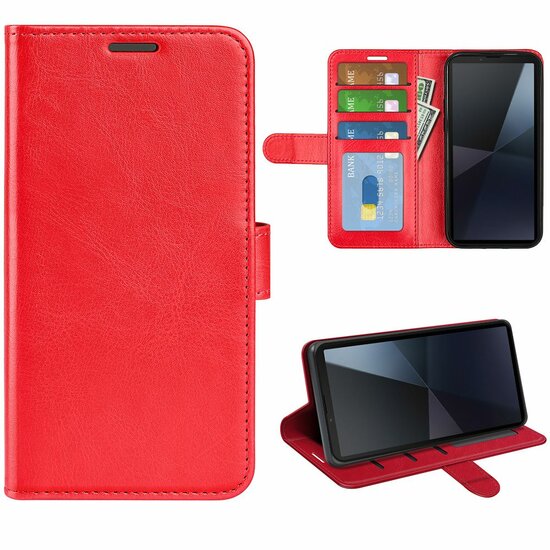 Sony Xperia 10 VI Hoesje - MobyDefend Wallet Book Case (Sluiting Achterkant) - Rood