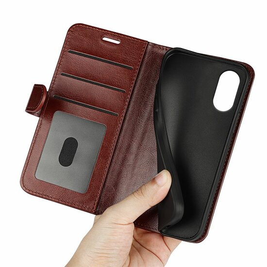 Sony Xperia 10 VI Hoesje - MobyDefend Wallet Book Case (Sluiting Achterkant) - Bruin