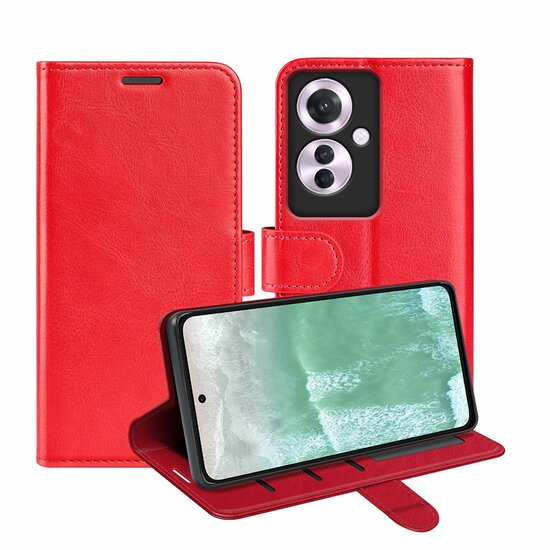 Oppo Reno 11F Hoesje - MobyDefend Wallet Book Case (Sluiting Achterkant) - Rood