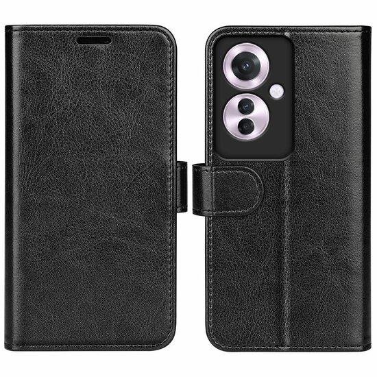 Oppo Reno 11F Hoesje - MobyDefend Wallet Book Case (Sluiting Achterkant) - Zwart