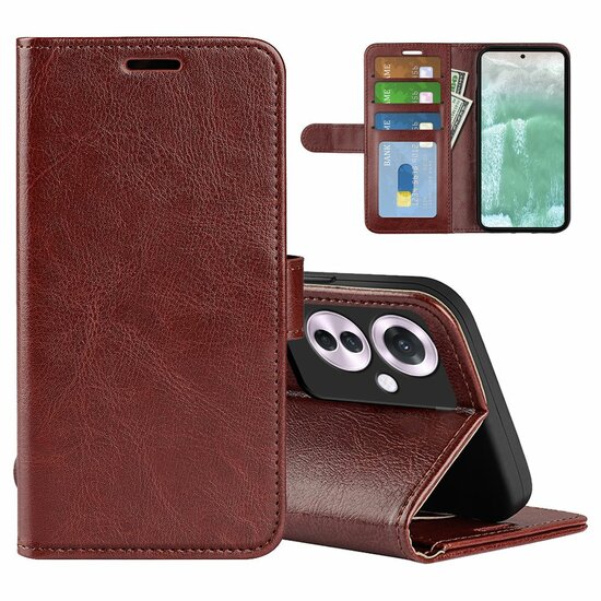 Oppo Reno 11F Hoesje - MobyDefend Wallet Book Case (Sluiting Achterkant) - Bruin