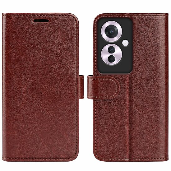 Oppo Reno 11F Hoesje - MobyDefend Wallet Book Case (Sluiting Achterkant) - Bruin