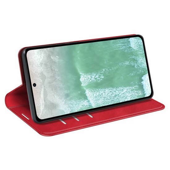 Oppo Reno 11F Hoesje - Luxe Wallet Bookcase (Magnetische Sluiting) - Rood